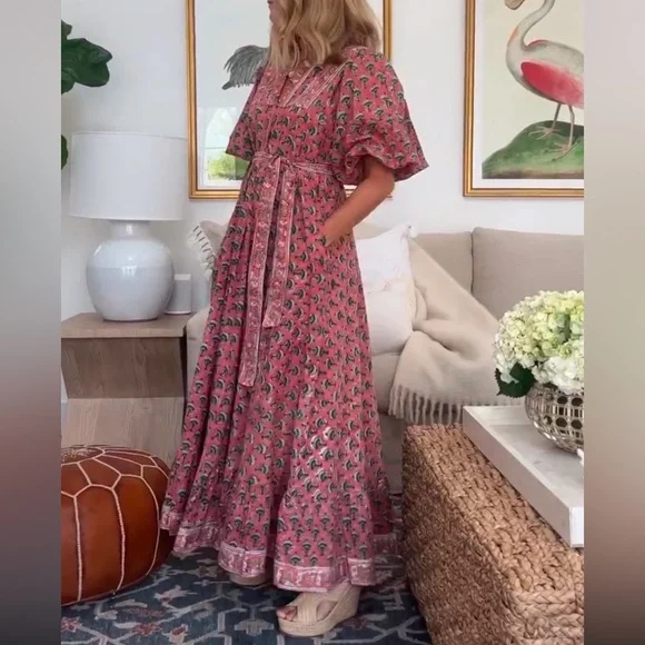 Marea Pink Floral Maxi Dress - Picture 1 of 9